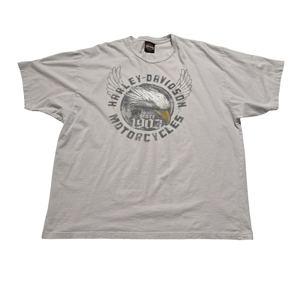 Harley Davidson Men's Denton Texas American Eagle Graphic T Shirt Beige 2X 25x29